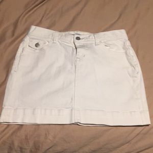 Short white denim skirt